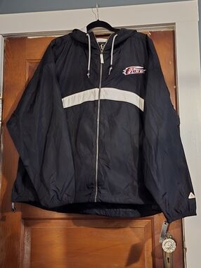 Detroit Fury Black Windbreaker Jacket with White Stripe and Hood